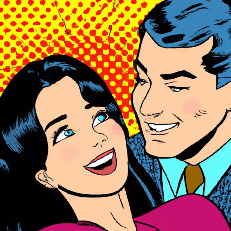 pop art love romance colorful 2d 60s retro dating couple "one image" cheerful